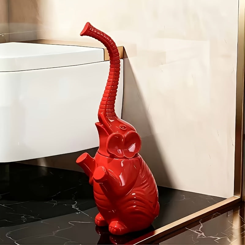 Creative Elephant-Shaped Toilet Brush Set, Durable Plastic Black Red Design with Stand Base – Freestanding Bathroom Cleaning for Toilets and Dorms, Toilet Brush Holder, Toilet Brush And Holder, Toilet Brush And Holder Set