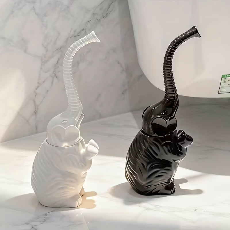 Creative Elephant-Shaped Toilet Brush Set, Durable Plastic Black Red Design with Stand Base – Freestanding Bathroom Cleaning for Toilets and Dorms, Toilet Brush Holder, Toilet Brush And Holder, Toilet Brush And Holder Set