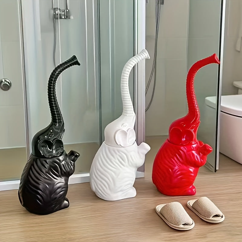 Creative Elephant-Shaped Toilet Brush Set, Durable Plastic Black Red Design with Stand Base – Freestanding Bathroom Cleaning for Toilets and Dorms, Toilet Brush Holder, Toilet Brush And Holder, Toilet Brush And Holder Set