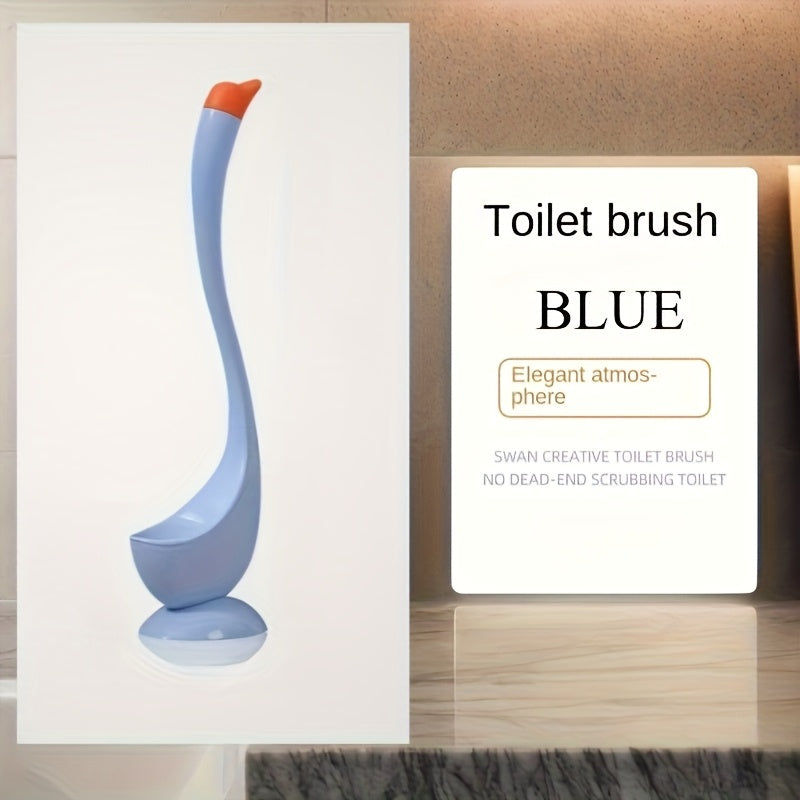 3 Color to Choose.Swan Toilet Brush, Plastic Bathroom Cleaning Tool, 360° Cleaning with Angled Bristles, Reusable Plastic Bathroom Brush for Efficient Bathroom Cleaning at Home And Office, Hotel, Toilet Brush And Stand Set