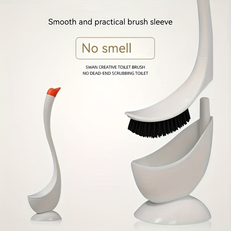 3 Color to Choose.Swan Toilet Brush, Plastic Bathroom Cleaning Tool, 360° Cleaning with Angled Bristles, Reusable Plastic Bathroom Brush for Efficient Bathroom Cleaning at Home And Office, Hotel, Toilet Brush And Stand Set