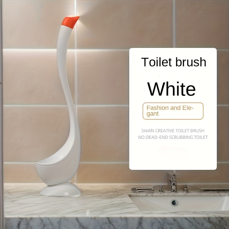 3 Color to Choose.Swan Toilet Brush, Plastic Bathroom Cleaning Tool, 360° Cleaning with Angled Bristles, Reusable Plastic Bathroom Brush for Efficient Bathroom Cleaning at Home And Office, Hotel, Toilet Brush And Stand Set