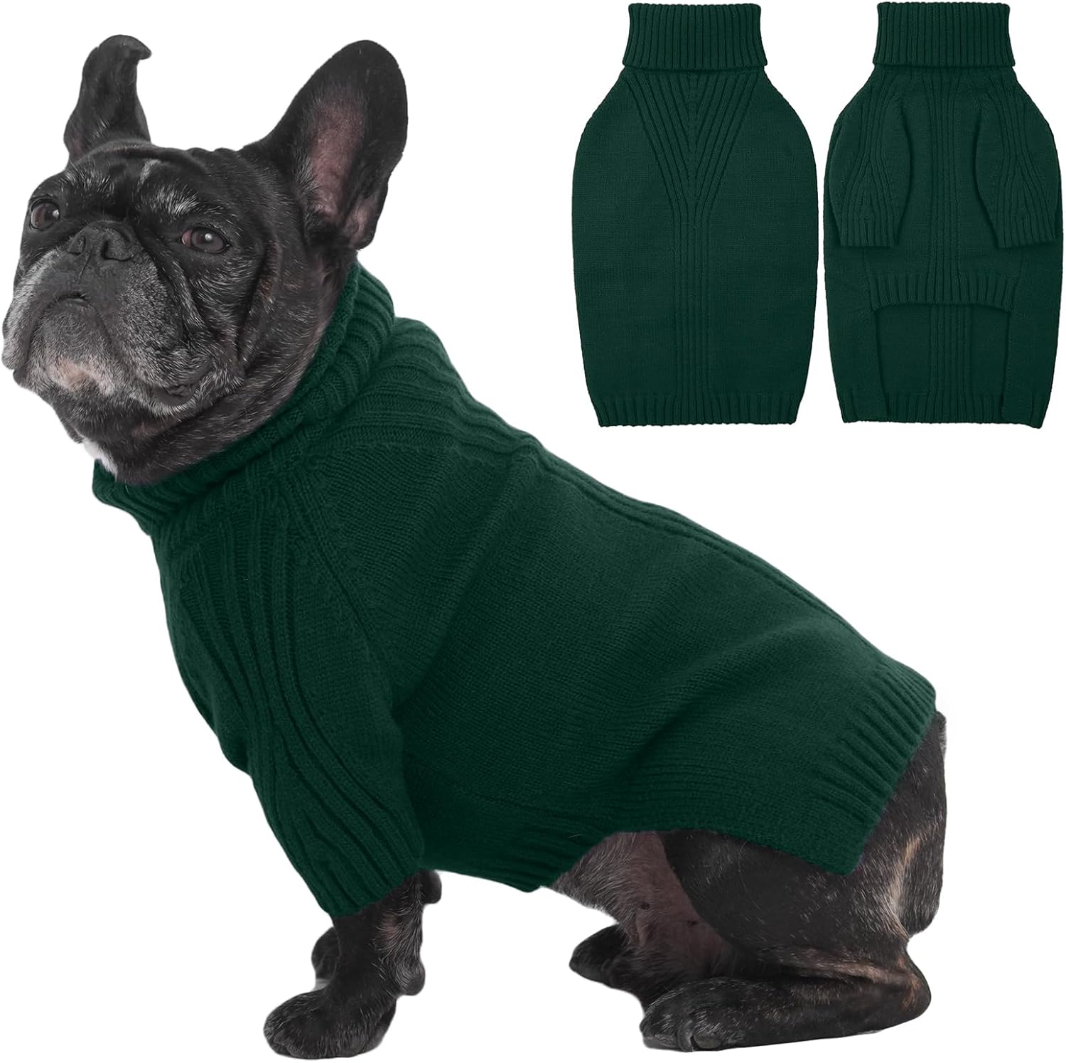IECOii XXL Dog Sweater,Thermal Knit Big Dog Sweater Christmas,Pet Turtleneck Doggy Sweatshirt for Extra Large Dogs Boy Girl,Stretchy Large Dogs Cold Weather Outfit Pitbull Clothes,(Green XXL)