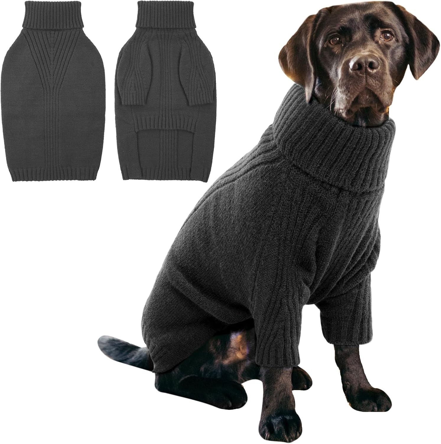 IECOii XXL Dog Sweater,Thermal Knit Big Dog Sweater Christmas,Pet Turtleneck Doggy Sweatshirt for Extra Large Dogs Boy Girl,Stretchy Large Dogs Cold Weather Outfit Pitbull Clothes,(Green XXL)