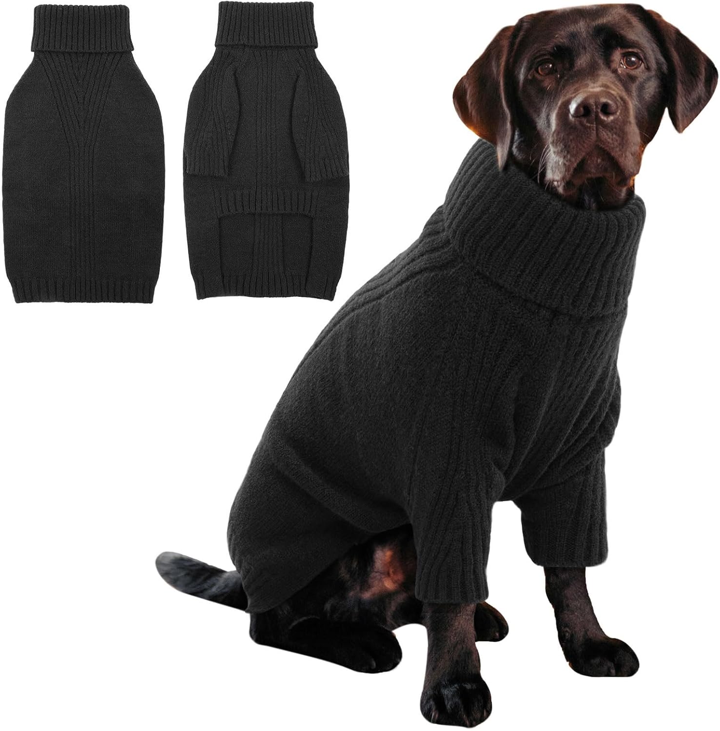 IECOii XXL Dog Sweater,Thermal Knit Big Dog Sweater Christmas,Pet Turtleneck Doggy Sweatshirt for Extra Large Dogs Boy Girl,Stretchy Large Dogs Cold Weather Outfit Pitbull Clothes,(Green XXL)