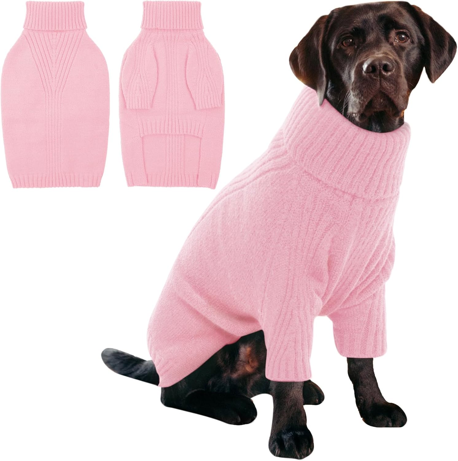 IECOii XXL Dog Sweater,Thermal Knit Big Dog Sweater Christmas,Pet Turtleneck Doggy Sweatshirt for Extra Large Dogs Boy Girl,Stretchy Large Dogs Cold Weather Outfit Pitbull Clothes,(Green XXL)