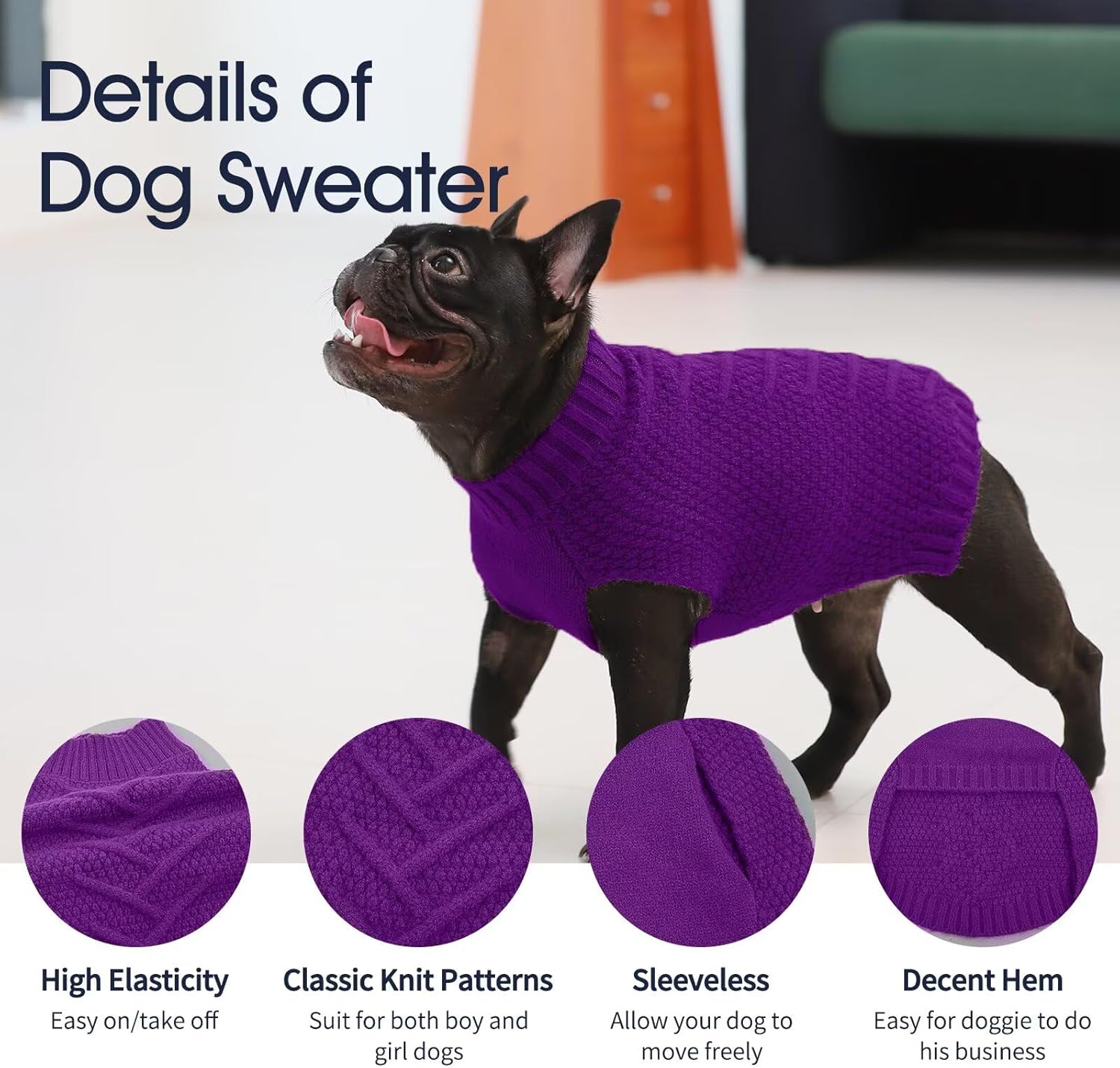 IECOii Sweater for Large Dogs, XXXXL Dog Sweaters for Extra Large Dogs, Cold Weather Winter Jacket for Large Dogs, Warm Autumn Dog Clothes for Large Dogs Knitwear, Doberman, German