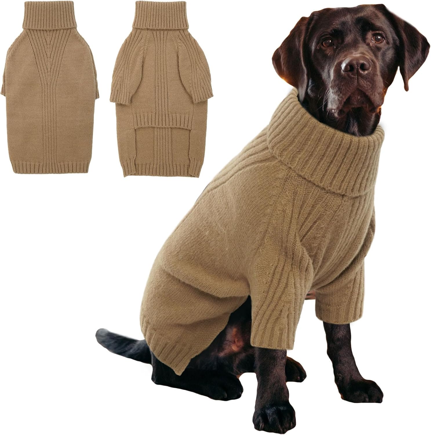 IECOii XXL Dog Sweater,Thermal Knit Big Dog Sweater Christmas,Pet Turtleneck Doggy Sweatshirt for Extra Large Dogs Boy Girl,Stretchy Large Dogs Cold Weather Outfit Pitbull Clothes,(Green XXL)