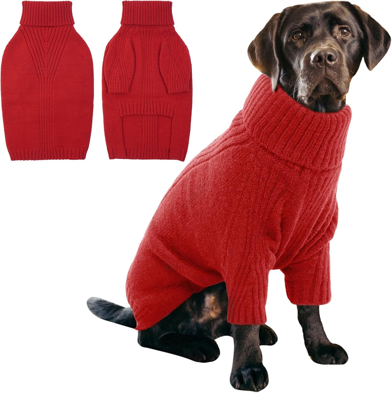 IECOii XXL Dog Sweater,Thermal Knit Big Dog Sweater Christmas,Pet Turtleneck Doggy Sweatshirt for Extra Large Dogs Boy Girl,Stretchy Large Dogs Cold Weather Outfit Pitbull Clothes,(Green XXL)