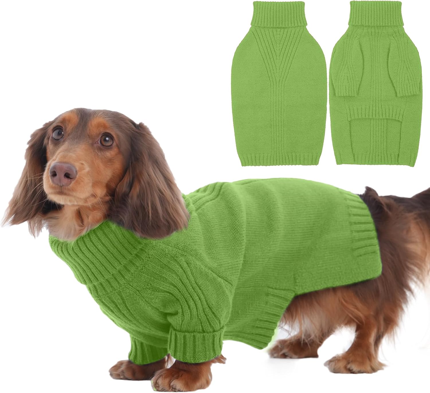 IECOii XXL Dog Sweater,Thermal Knit Big Dog Sweater Christmas,Pet Turtleneck Doggy Sweatshirt for Extra Large Dogs Boy Girl,Stretchy Large Dogs Cold Weather Outfit Pitbull Clothes,(Green XXL)