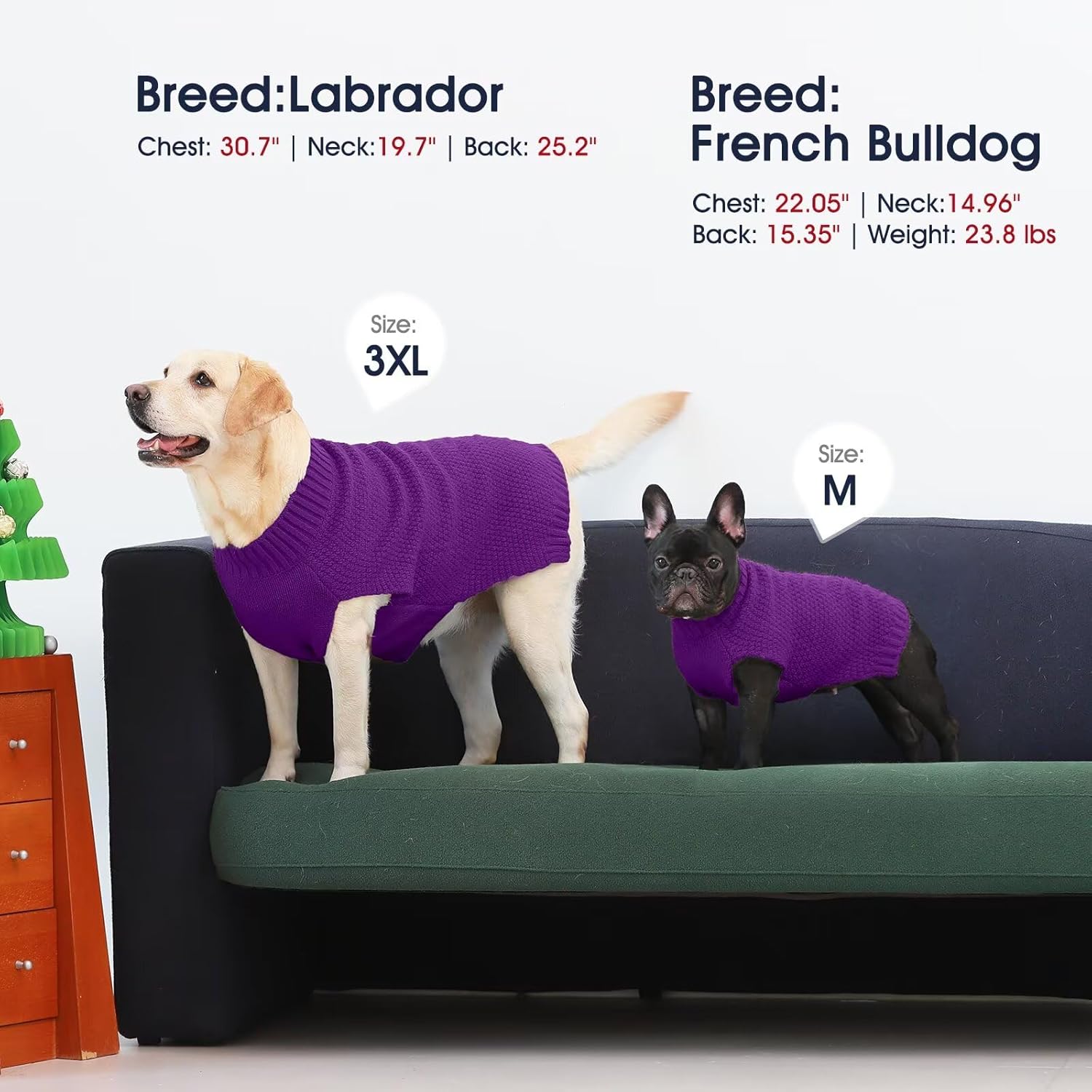 IECOii Sweater for Large Dogs, XXXXL Dog Sweaters for Extra Large Dogs, Cold Weather Winter Jacket for Large Dogs, Warm Autumn Dog Clothes for Large Dogs Knitwear, Doberman, German