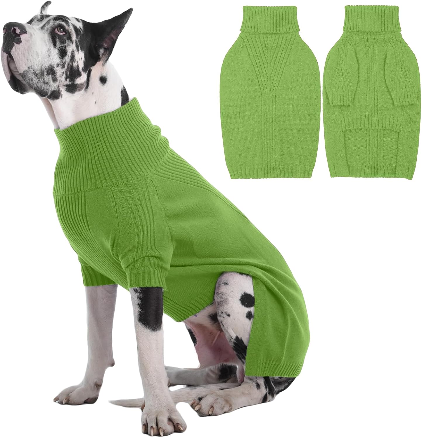 IECOii XXL Dog Sweater,Thermal Knit Big Dog Sweater Christmas,Pet Turtleneck Doggy Sweatshirt for Extra Large Dogs Boy Girl,Stretchy Large Dogs Cold Weather Outfit Pitbull Clothes,(Green XXL)