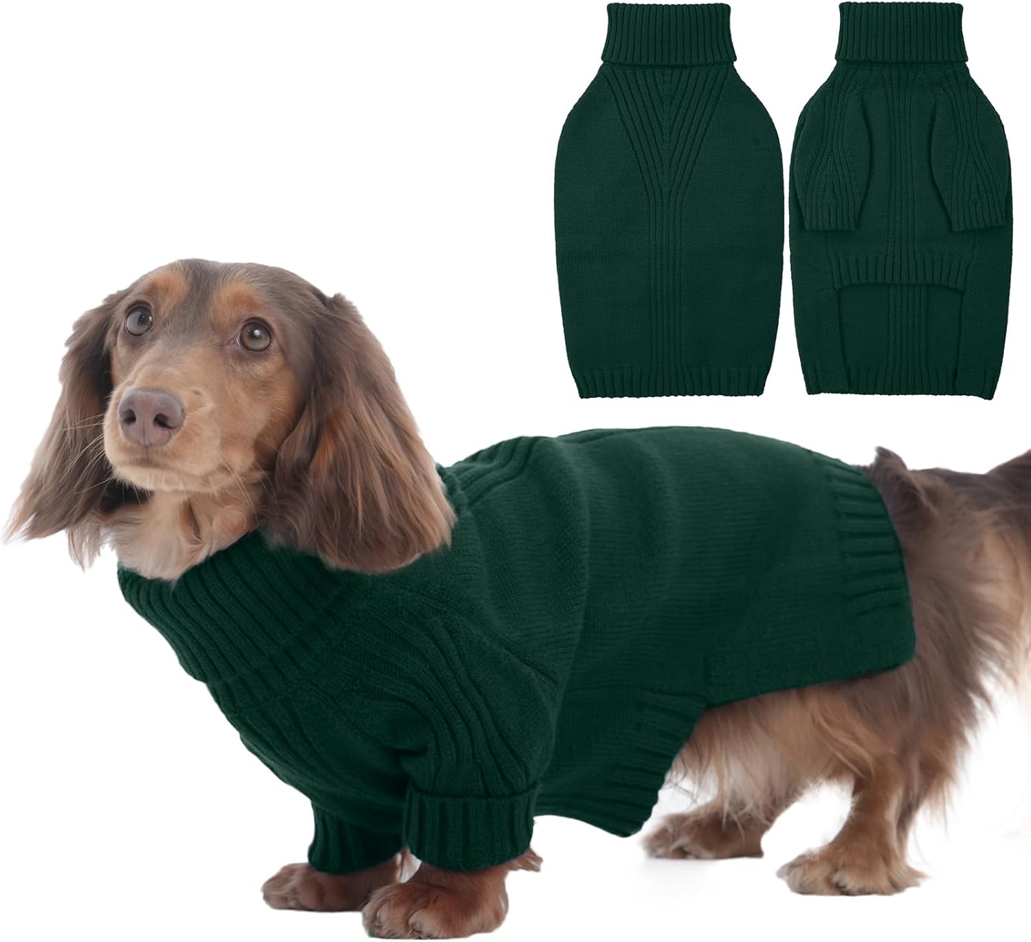 IECOii XXL Dog Sweater,Thermal Knit Big Dog Sweater Christmas,Pet Turtleneck Doggy Sweatshirt for Extra Large Dogs Boy Girl,Stretchy Large Dogs Cold Weather Outfit Pitbull Clothes,(Green XXL)