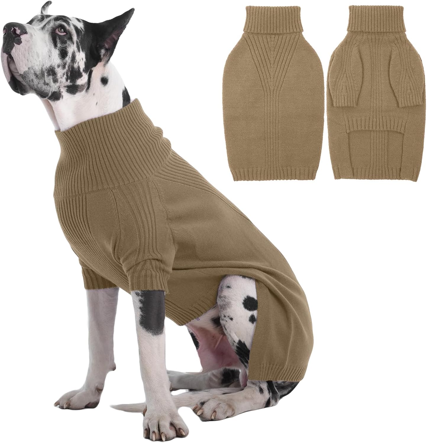 IECOii XXL Dog Sweater,Thermal Knit Big Dog Sweater Christmas,Pet Turtleneck Doggy Sweatshirt for Extra Large Dogs Boy Girl,Stretchy Large Dogs Cold Weather Outfit Pitbull Clothes,(Green XXL)