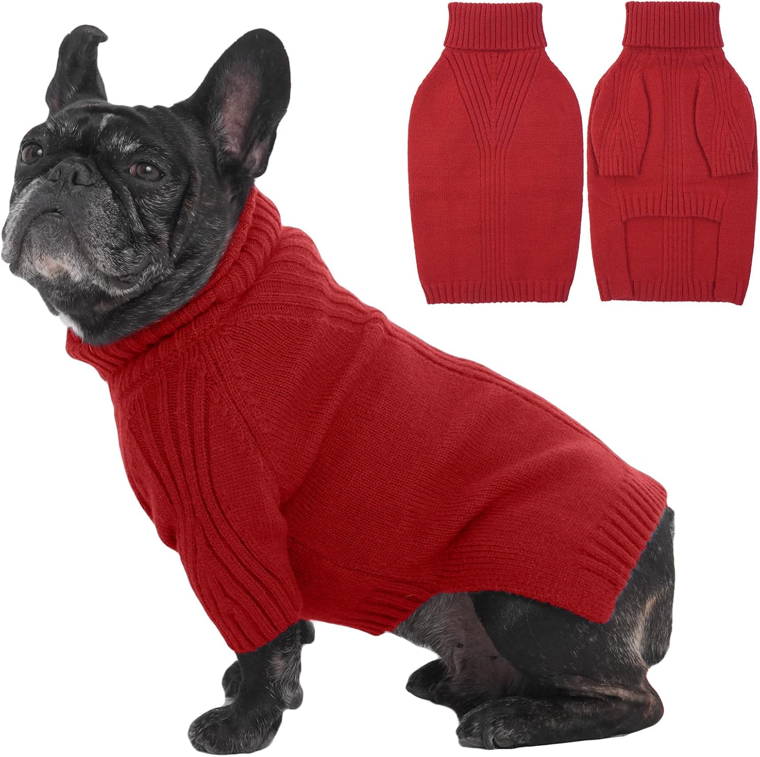IECOii XXL Dog Sweater,Thermal Knit Big Dog Sweater Christmas,Pet Turtleneck Doggy Sweatshirt for Extra Large Dogs Boy Girl,Stretchy Large Dogs Cold Weather Outfit Pitbull Clothes,(Green XXL)