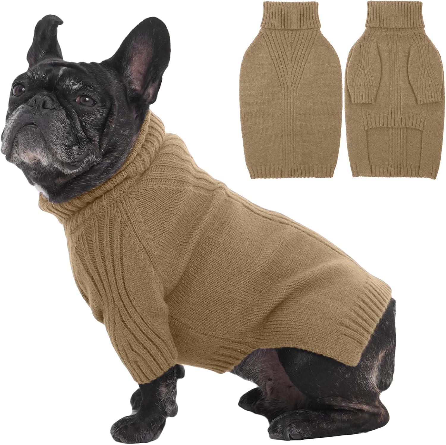 IECOii XXL Dog Sweater,Thermal Knit Big Dog Sweater Christmas,Pet Turtleneck Doggy Sweatshirt for Extra Large Dogs Boy Girl,Stretchy Large Dogs Cold Weather Outfit Pitbull Clothes,(Green XXL)