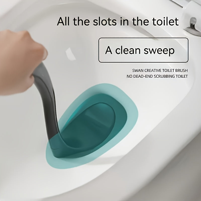 3 Color to Choose.Swan Toilet Brush, Plastic Bathroom Cleaning Tool, 360° Cleaning with Angled Bristles, Reusable Plastic Bathroom Brush for Efficient Bathroom Cleaning at Home And Office, Hotel, Toilet Brush And Stand Set