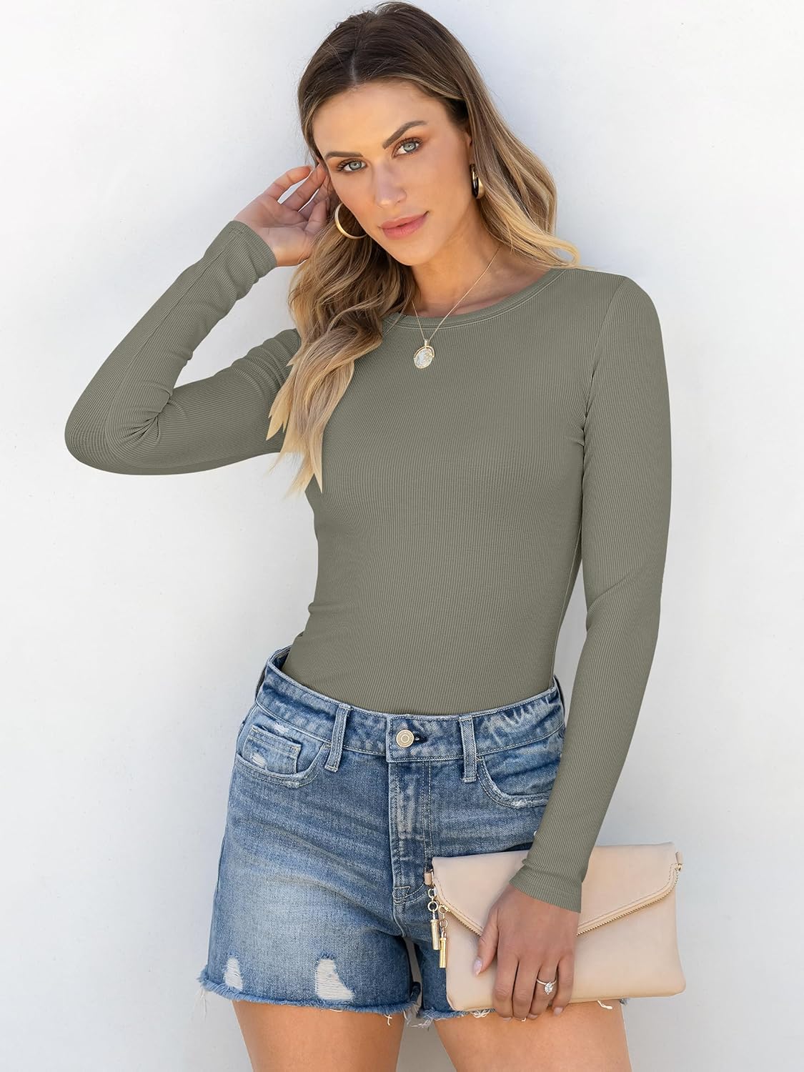 ANRABESS Women Long Sleeve Shirts Rib Knit Slim Fit Tops Basic Tee 2025 Fall Outfits Casual T-Shirt Underscrubs Layer Clothes