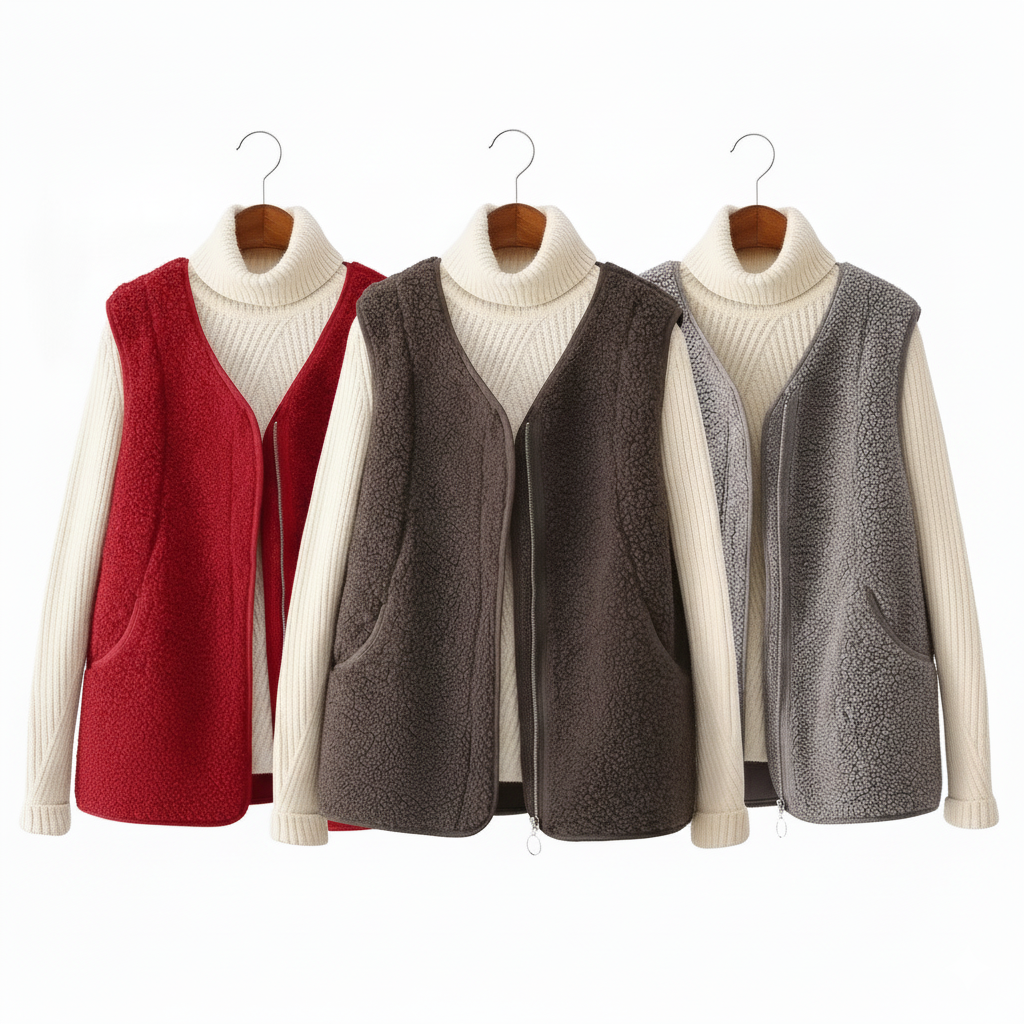 Gilet in Fleece con Collo a V Casual