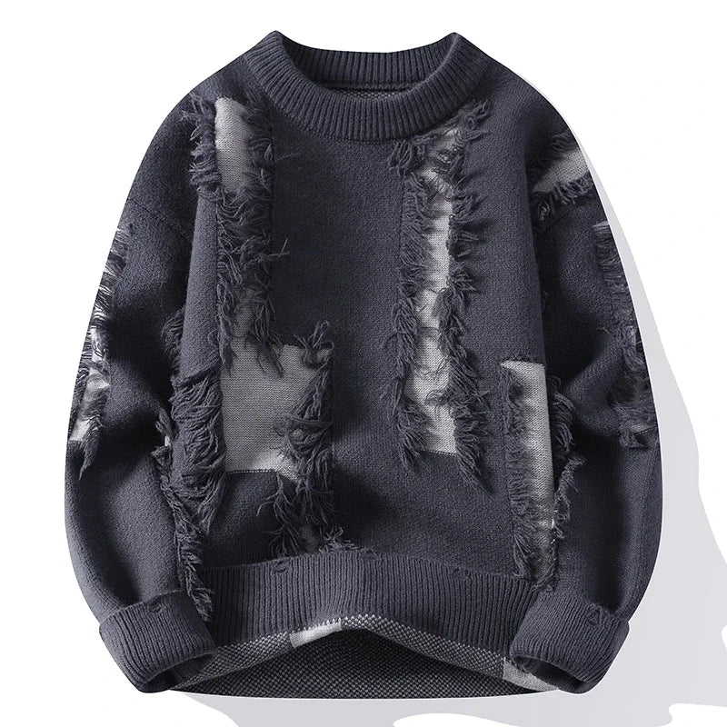 Maglione a Contrasto Distressed