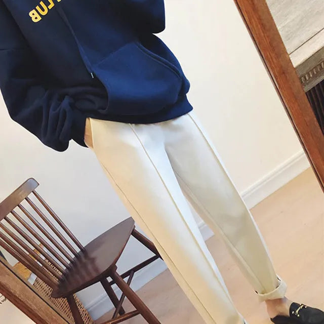 Pantaloni in Lana a Vita Alta