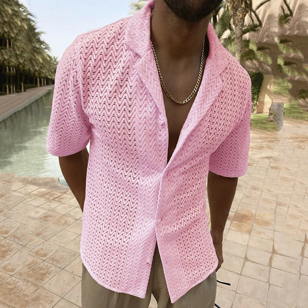 Eleganza Baciata dal Sole: Camicia da Uomo in Maglia Rete Leggera
