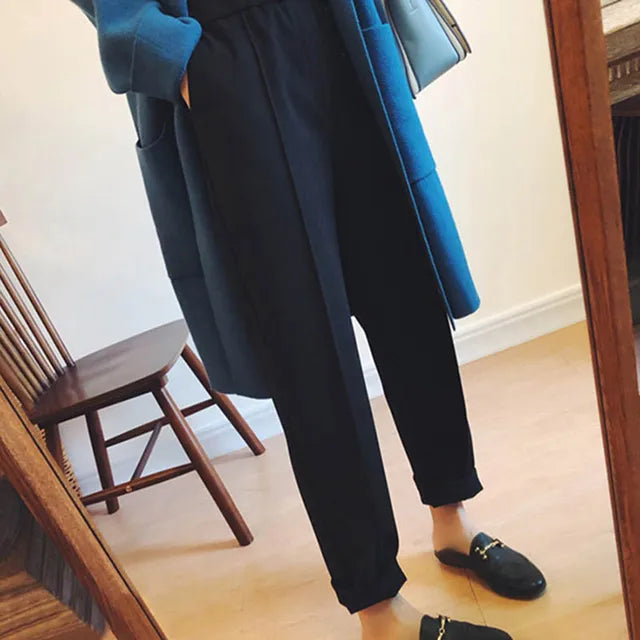 Pantaloni in Lana a Vita Alta