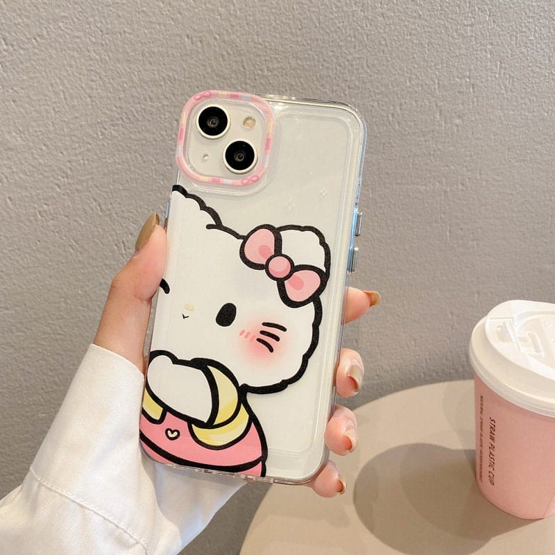 Custodia iPhone Kawaii Anime Hello Kitty & Pochacco