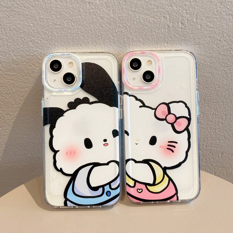 Custodia iPhone Kawaii Anime Hello Kitty & Pochacco