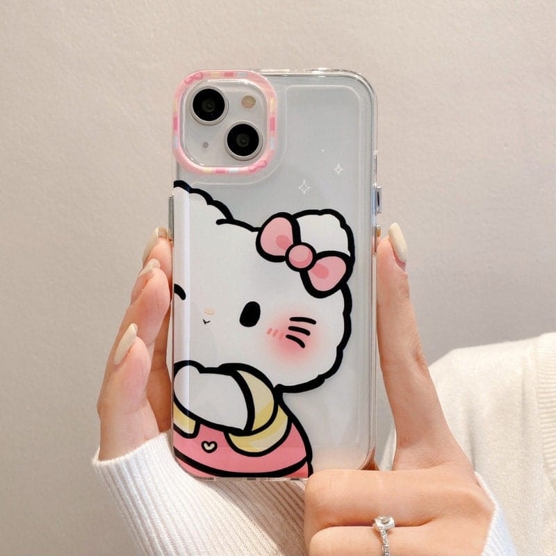 Custodia iPhone Kawaii Anime Hello Kitty & Pochacco