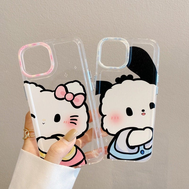 Custodia iPhone Kawaii Anime Hello Kitty & Pochacco