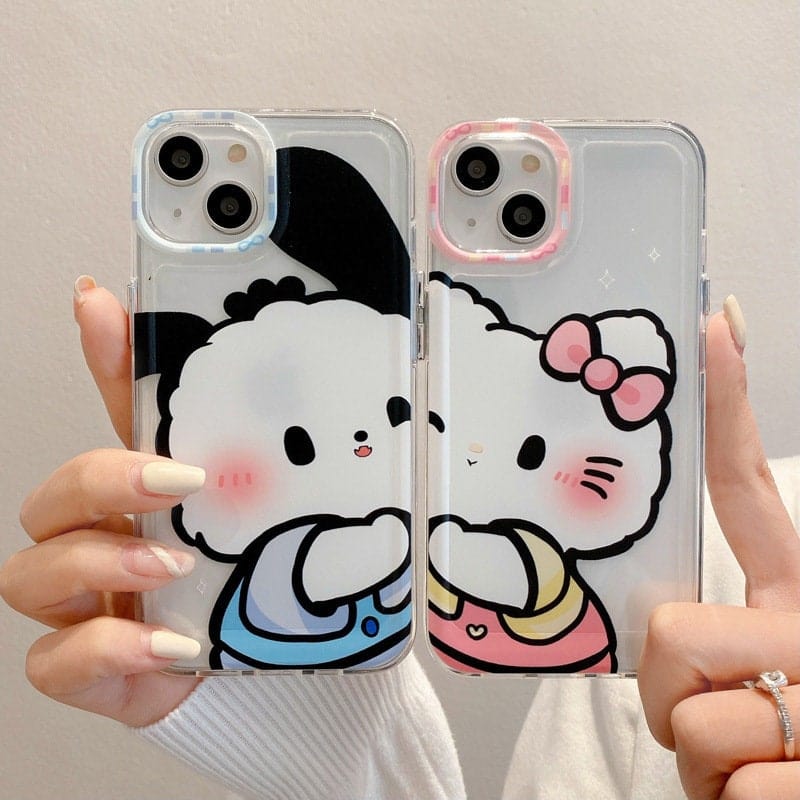 Custodia iPhone Kawaii Anime Hello Kitty & Pochacco