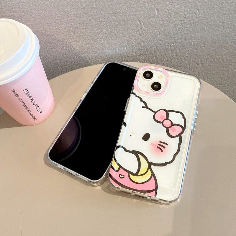 Custodia iPhone Kawaii Anime Hello Kitty & Pochacco