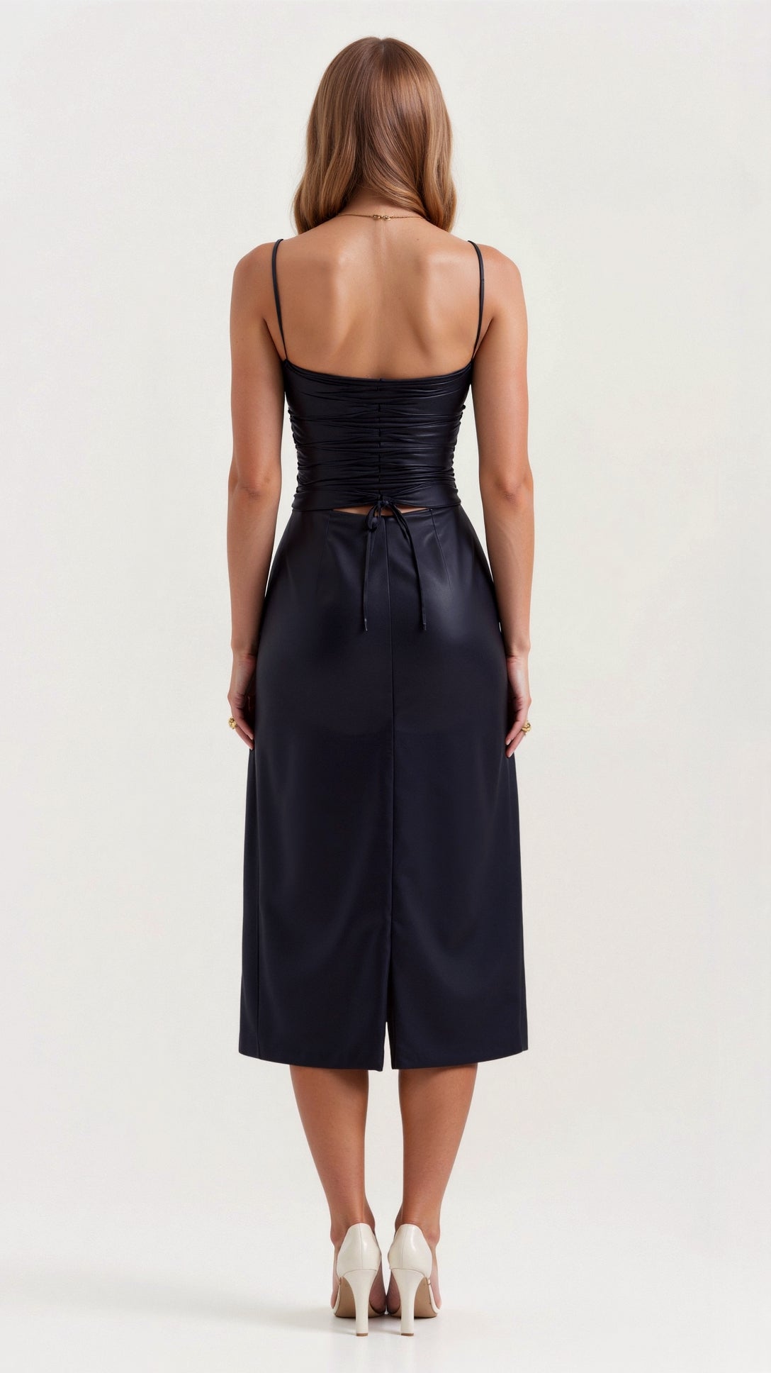 Abito Midi Camellia in pelle vegana