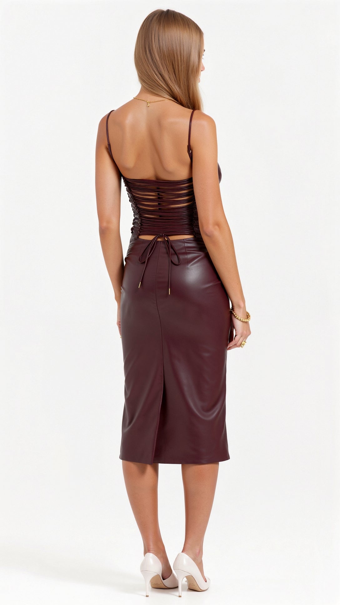 Abito Midi Camellia in pelle vegana