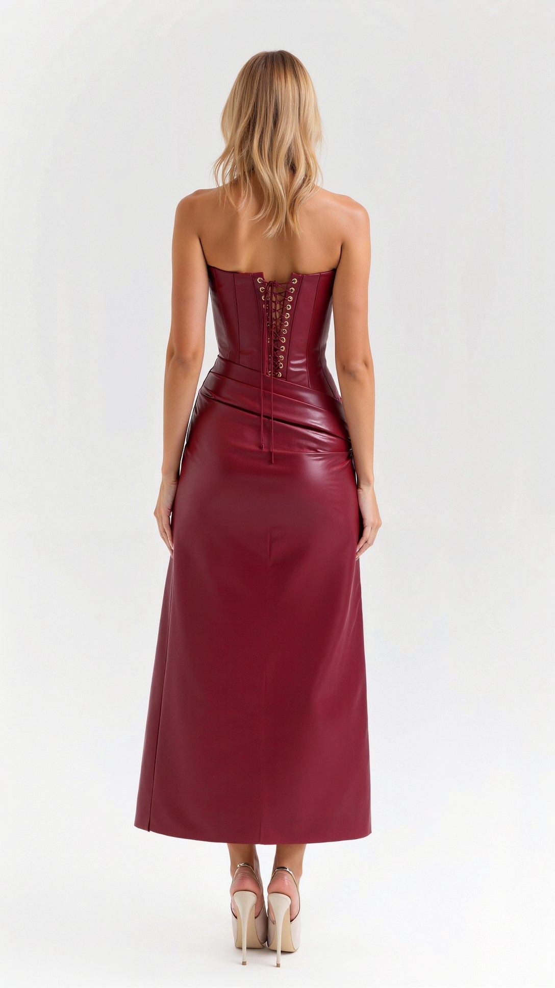 Abito midi Elara in pelle vegana