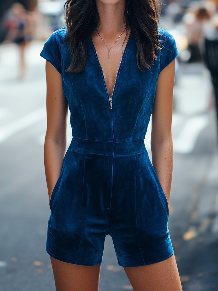 Mila Milano™ | Stylish Zipper-Front  Romper
