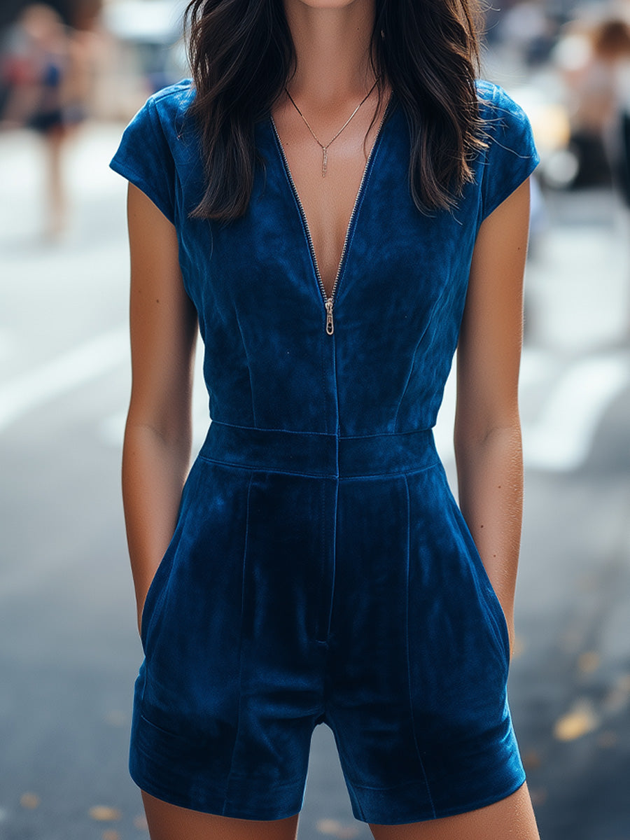 Mila Milano™ | Stylish Zipper-Front  Romper