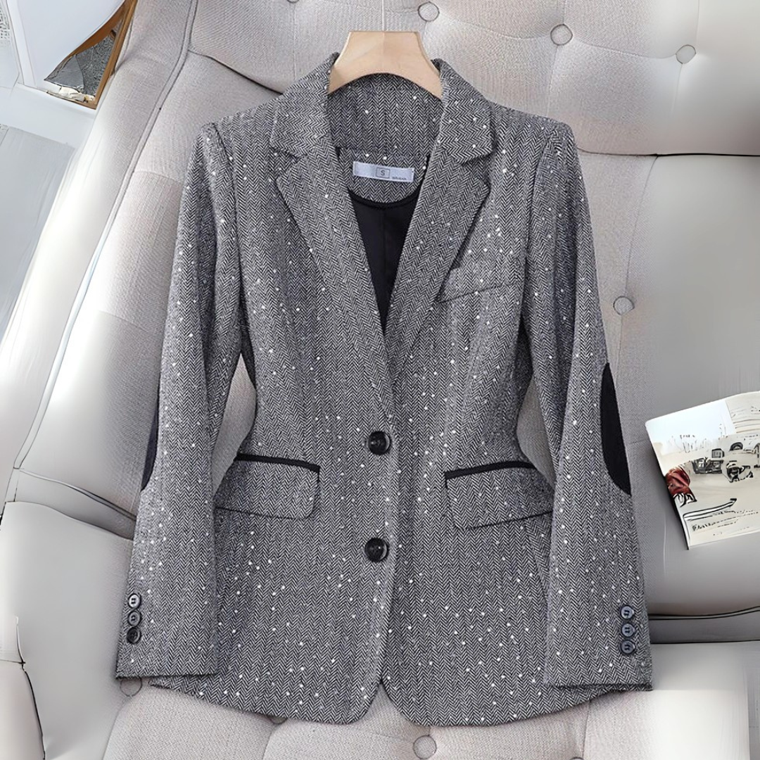 Blazer in Tweed con Toppe ai Gomiti