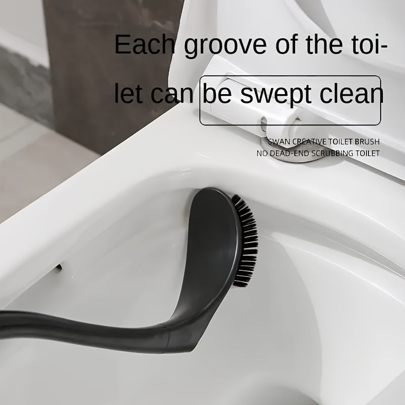 3 Color to Choose.Swan Toilet Brush, Plastic Bathroom Cleaning Tool, 360° Cleaning with Angled Bristles, Reusable Plastic Bathroom Brush for Efficient Bathroom Cleaning at Home And Office, Hotel, Toilet Brush And Stand Set