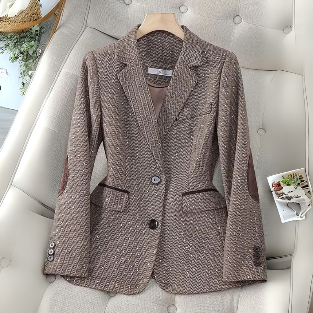 Blazer in Tweed con Toppe ai Gomiti
