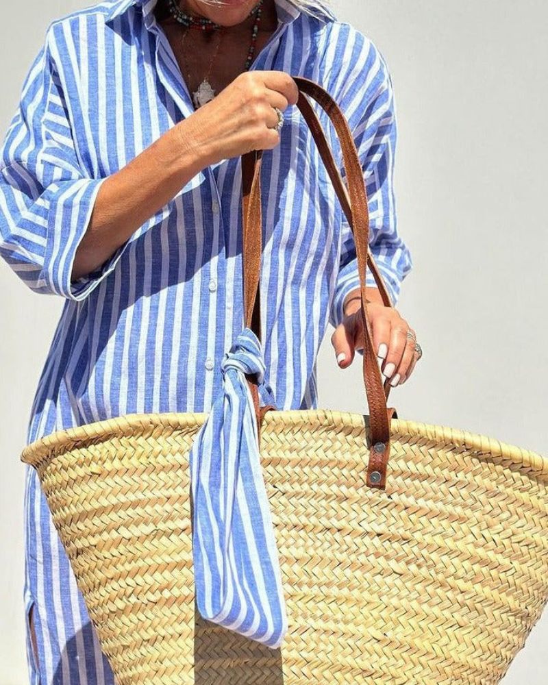 Mila Milano™ | ABITO CAMICIA A RIGHE STRINGATO