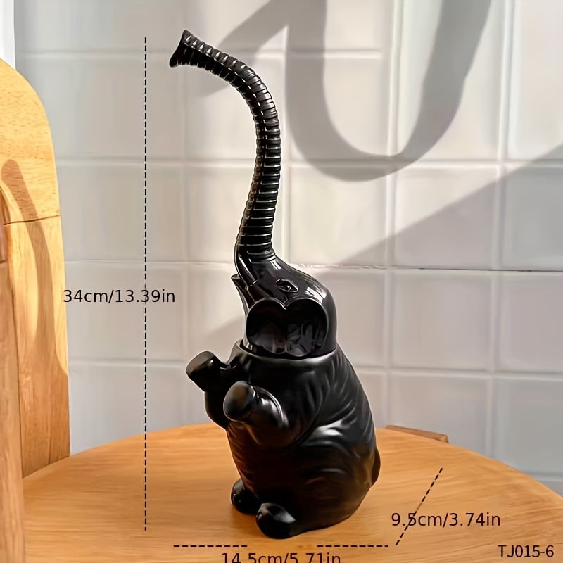 Creative Elephant-Shaped Toilet Brush Set, Durable Plastic Black Red Design with Stand Base – Freestanding Bathroom Cleaning for Toilets and Dorms, Toilet Brush Holder, Toilet Brush And Holder, Toilet Brush And Holder Set