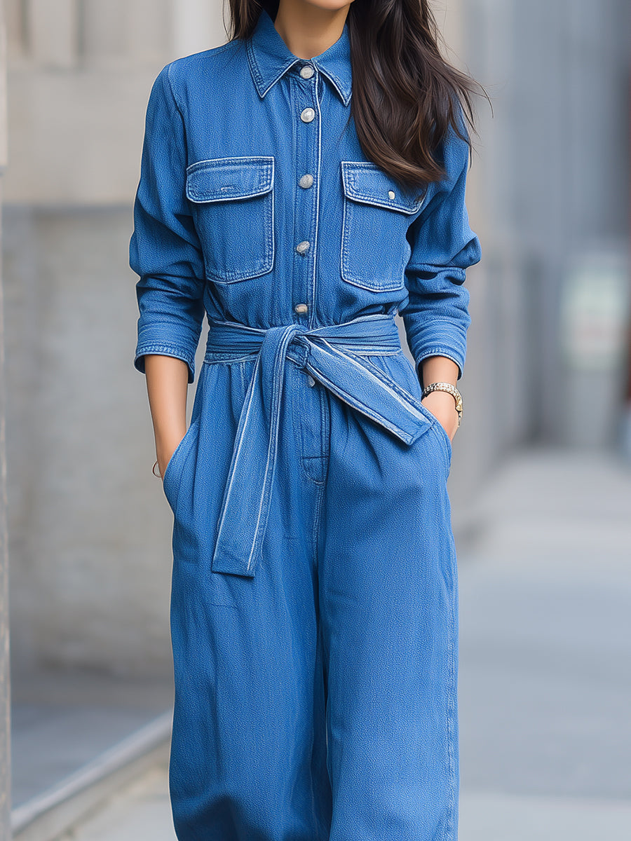 Mila Milano™ | Denim Silhouette Jumpsuit