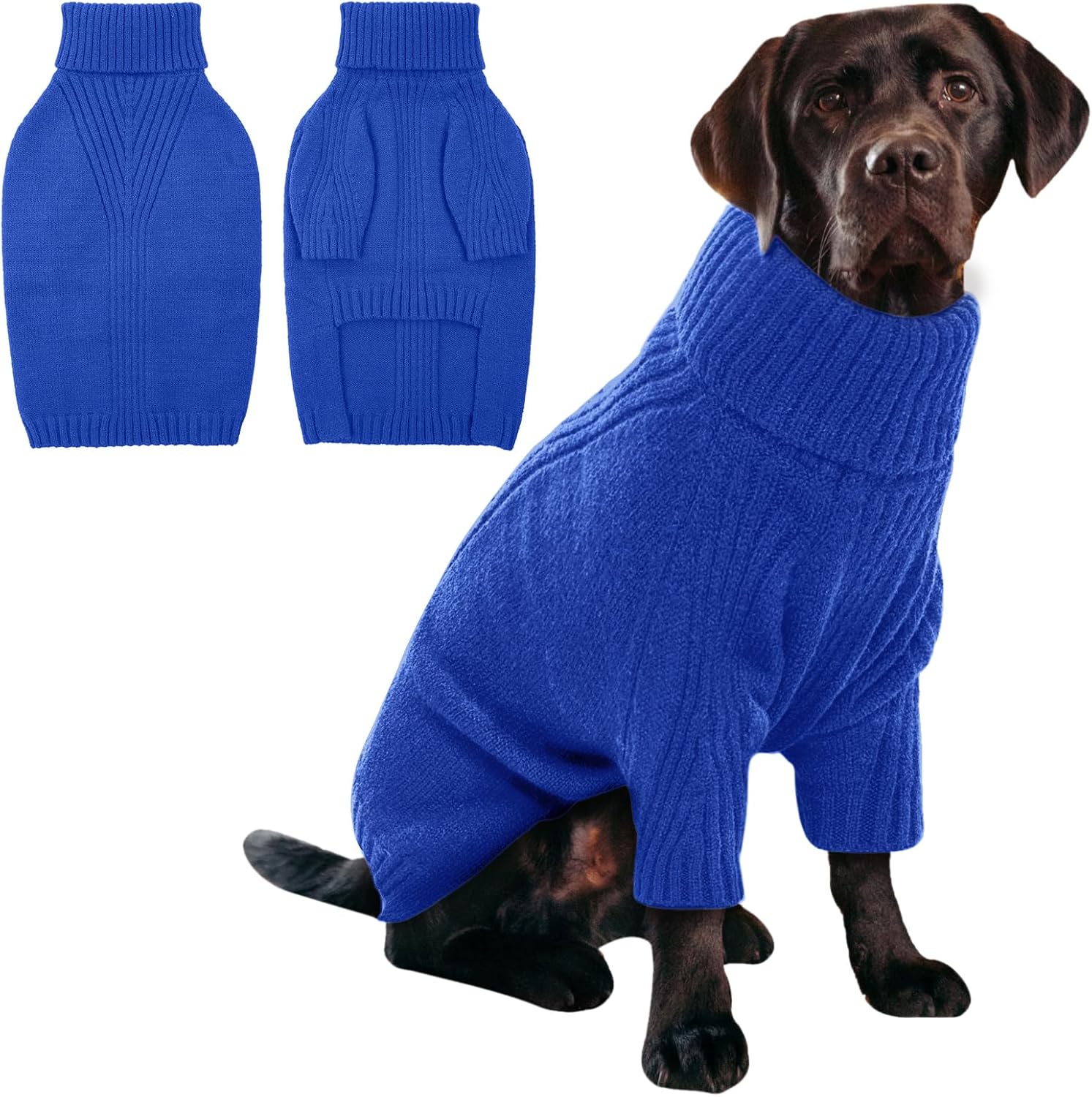 IECOii XXL Dog Sweater,Thermal Knit Big Dog Sweater Christmas,Pet Turtleneck Doggy Sweatshirt for Extra Large Dogs Boy Girl,Stretchy Large Dogs Cold Weather Outfit Pitbull Clothes,(Green XXL)