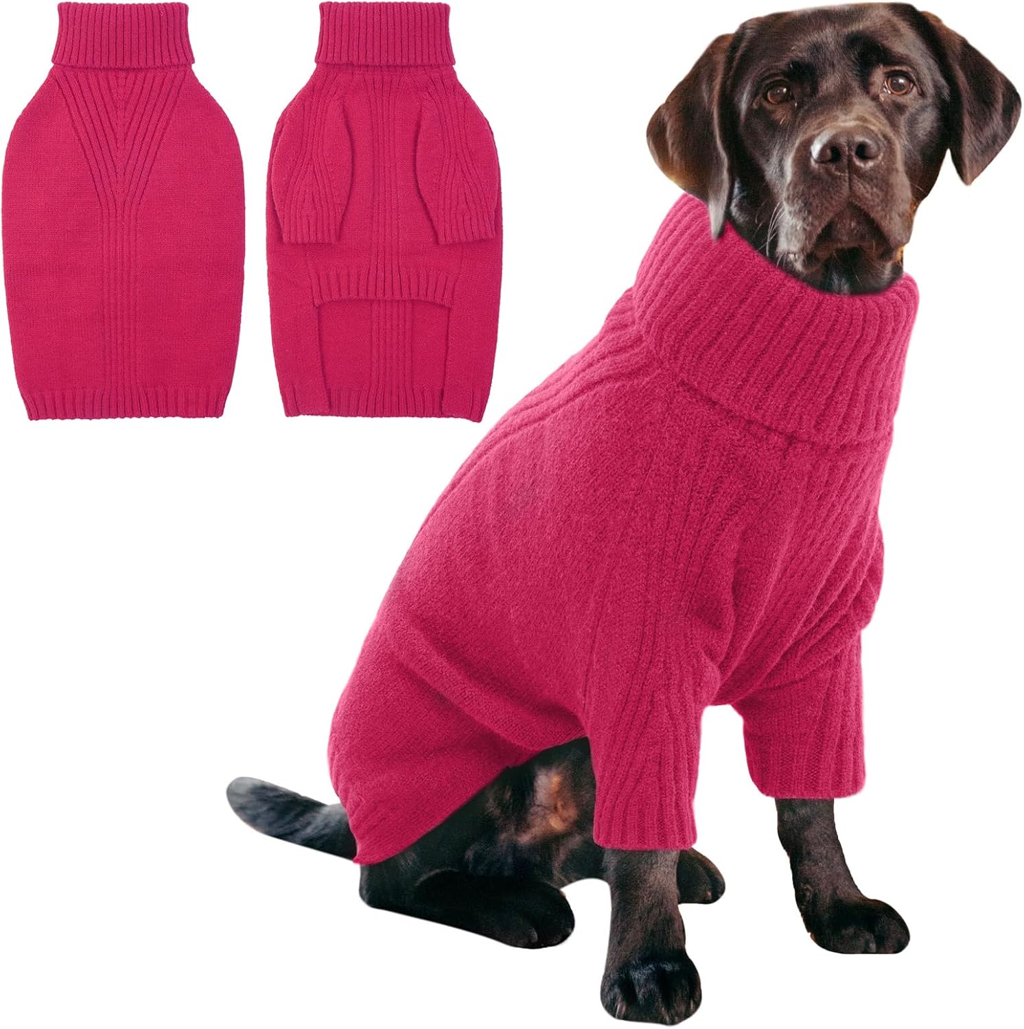 IECOii XXL Dog Sweater,Thermal Knit Big Dog Sweater Christmas,Pet Turtleneck Doggy Sweatshirt for Extra Large Dogs Boy Girl,Stretchy Large Dogs Cold Weather Outfit Pitbull Clothes,(Green XXL)