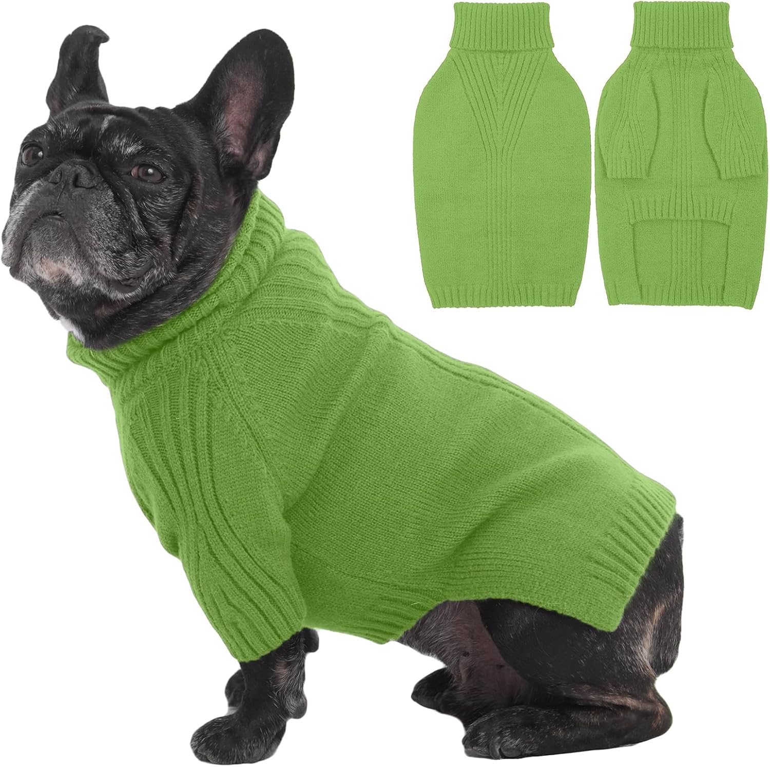 IECOii XXL Dog Sweater,Thermal Knit Big Dog Sweater Christmas,Pet Turtleneck Doggy Sweatshirt for Extra Large Dogs Boy Girl,Stretchy Large Dogs Cold Weather Outfit Pitbull Clothes,(Green XXL)