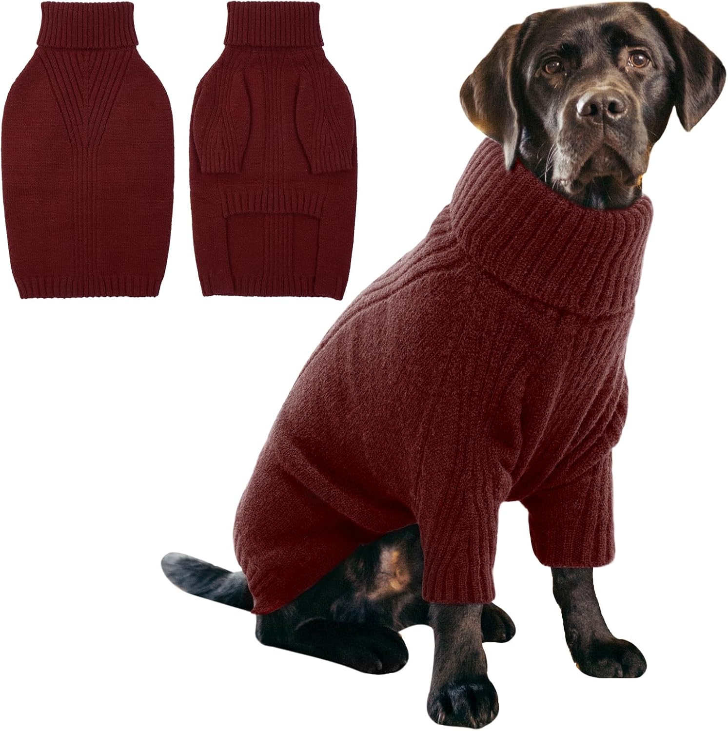 IECOii XXL Dog Sweater,Thermal Knit Big Dog Sweater Christmas,Pet Turtleneck Doggy Sweatshirt for Extra Large Dogs Boy Girl,Stretchy Large Dogs Cold Weather Outfit Pitbull Clothes,(Green XXL)