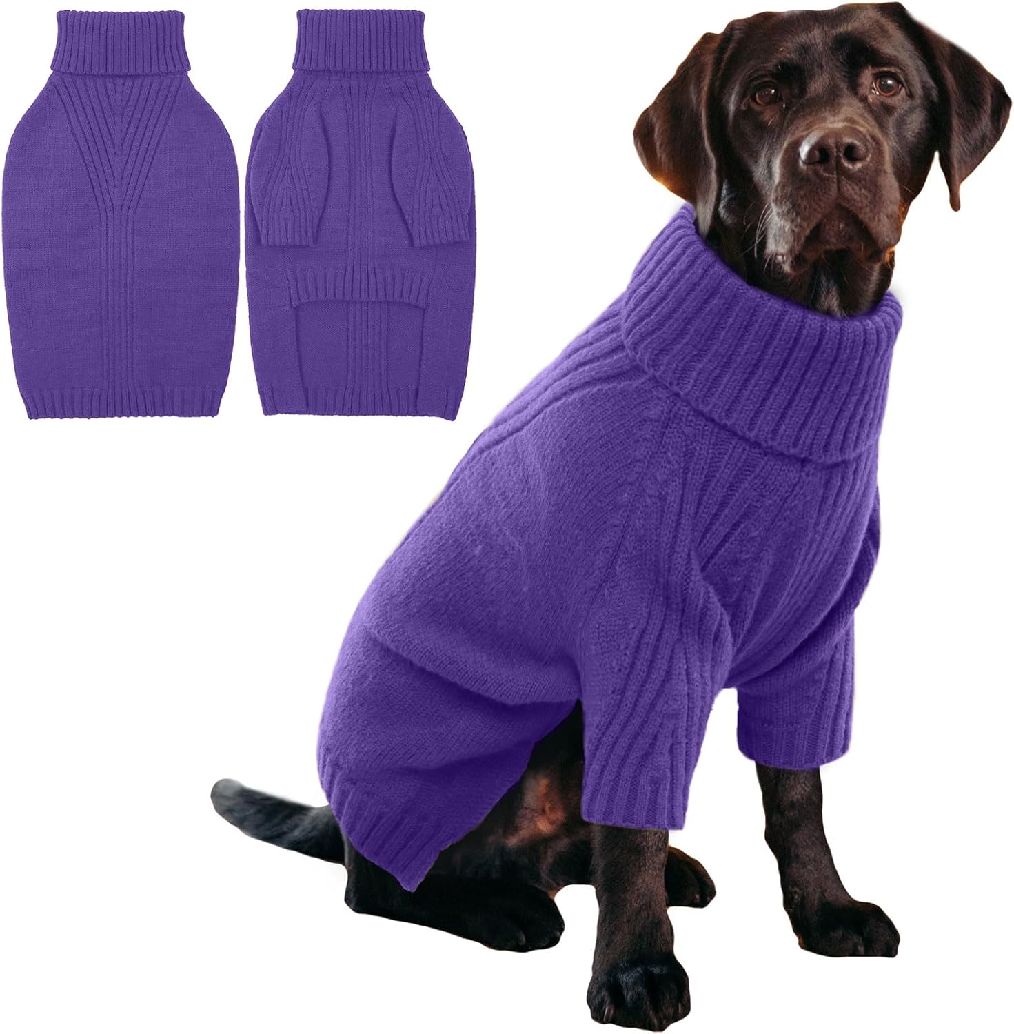 IECOii XXL Dog Sweater,Thermal Knit Big Dog Sweater Christmas,Pet Turtleneck Doggy Sweatshirt for Extra Large Dogs Boy Girl,Stretchy Large Dogs Cold Weather Outfit Pitbull Clothes,(Green XXL)