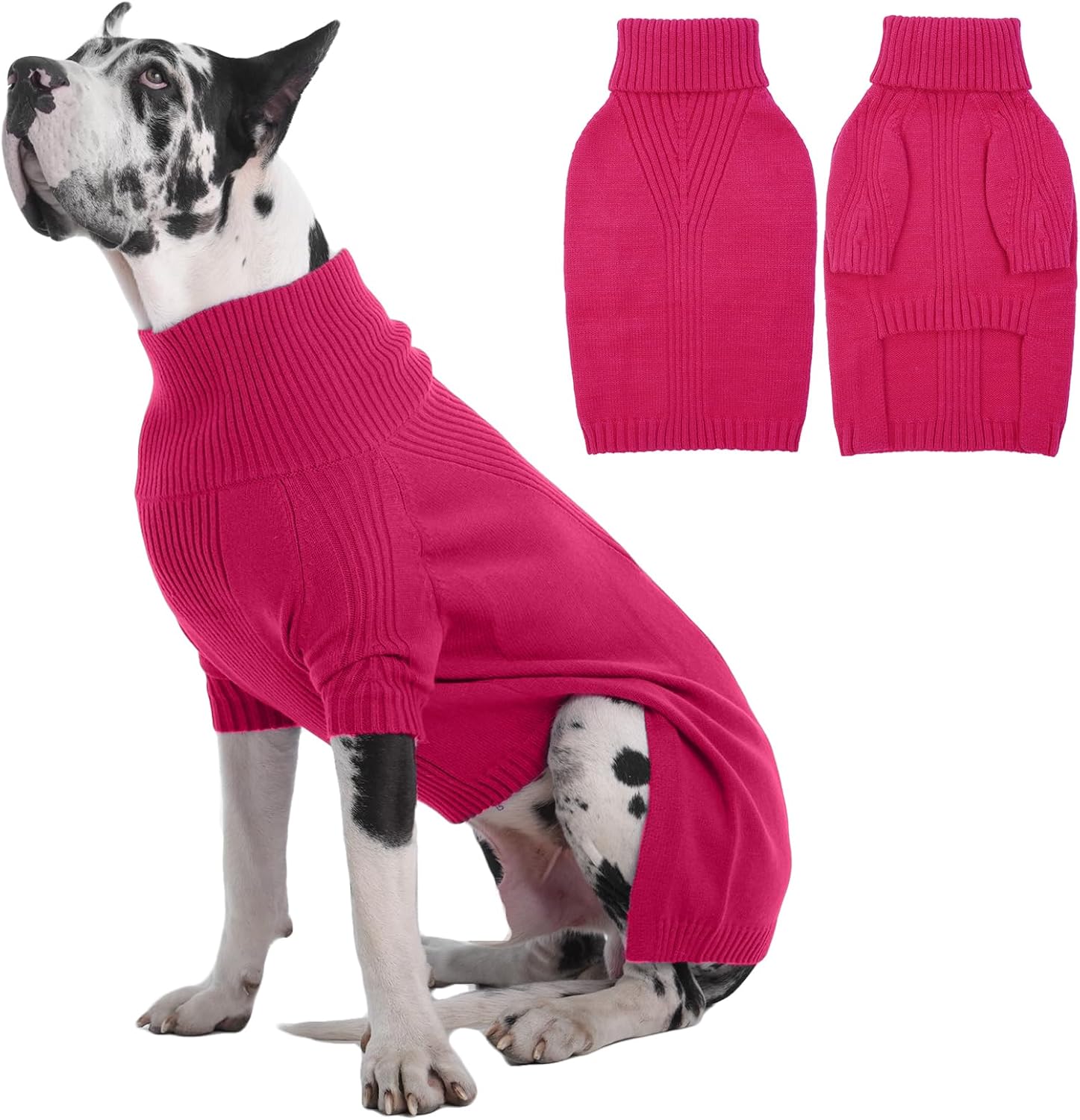 IECOii XXL Dog Sweater,Thermal Knit Big Dog Sweater Christmas,Pet Turtleneck Doggy Sweatshirt for Extra Large Dogs Boy Girl,Stretchy Large Dogs Cold Weather Outfit Pitbull Clothes,(Green XXL)